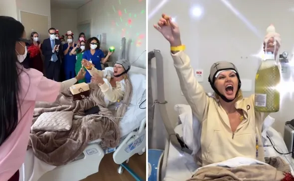 Imagem ilustrativa da imagem Val Marchiori faz última quimioterapia e celebra: 'gratidão a Deus'