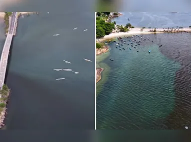 Imagem ilustrativa da imagem Monitoramento conclui que mancha na praia da Guarderia não tem causa única; entenda