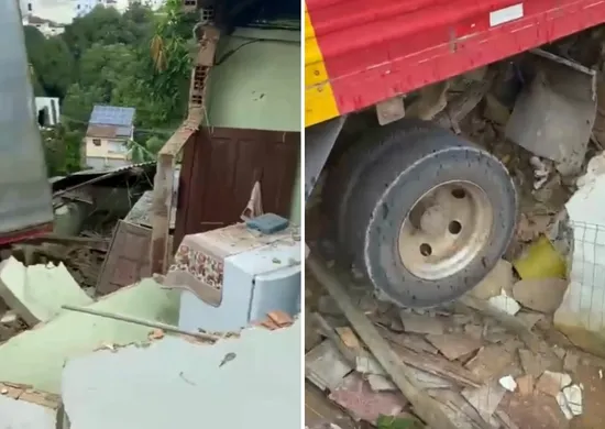 Imagem ilustrativa da imagem VÍDEO | Caminhão desgovernado atinge casa e provoca desabamento no Norte do ES