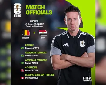 Imagem ilustrativa da imagem Fifa confirma Ramon Abatti Abel para apitar jogo entre Belgica x Egito