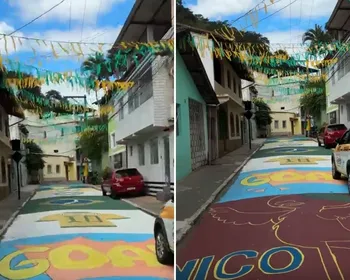 Imagem ilustrativa da imagem Rua em homenagem a único capixaba campeão da Copa é decorada em Santa Leopoldina