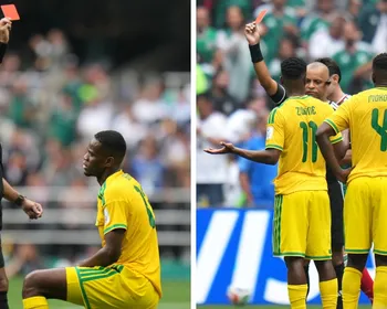 Imagem ilustrativa da imagem Treinador sul-africano na Copa questiona expulsão e critica Wilton Pereira Sampaio