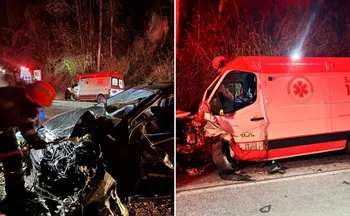 Imagem ilustrativa da imagem Colisão com ambulância do Samu deixa 6 feridos na BR-262 em Domingos Martins