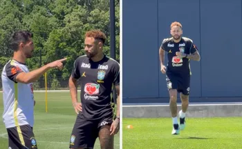 Imagem ilustrativa da imagem Neymar treina no campo pela primeira vez com a seleção nos EUA