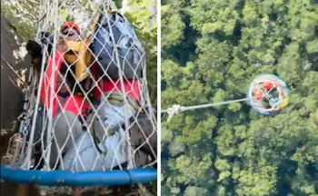 Imagem ilustrativa da imagem VÍDEO I NOTAER resgata trio preso no 'Frade e a Freira' após via de rapel destruída