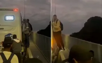 Imagem ilustrativa da imagem VÍDEO: ônibus dá pane na 3ª Ponte e passageiros usam mureta para descer do coletivo