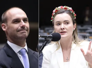 Imagem ilustrativa da imagem Eduardo Bolsonaro defende Júlia Zanatta para vice em chapa de Flávio