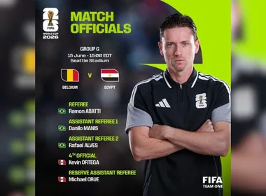 Imagem ilustrativa da imagem Fifa confirma Ramon Abatti Abel para apitar jogo entre Belgica x Egito