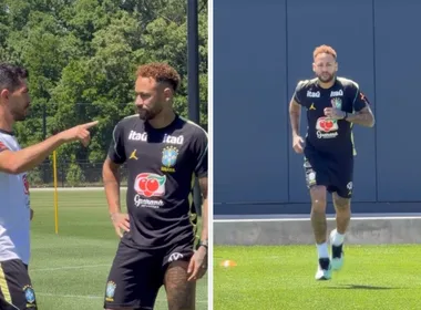 Imagem ilustrativa da imagem Neymar treina no campo pela primeira vez com a seleção nos EUA