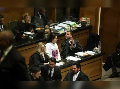 Florence Rosa durante Tribunal do Juri do caso Henry Borel