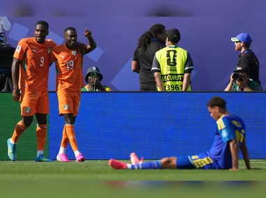 Gonzalo Plata (19), do Equador, comemora após marcar o segundo gol da equipe na partida entre Equador e Alemanha válida pela terceira rodada do Grupo E da Copa do Mundo 2026, realizada em East Rutherford, no estado de Nova Jersey, perto de Nova York, nos Estados Unidos, nesta quinta-feira, 25 de junho de 2026. A seleção equatoriana venceu por 2 a 1 e se classificou como um dos melhores terceiros colocados