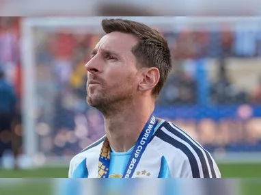Jogadores e membros da comissão técnica da Espanha comemoram no pódio após a final da Copa do Mundo entre Espanha e Argentina em East Rutherford, Nova Jersey, neste domingo, 19 de julho de 2026. A Espanha venceu a partida por 1 a 0 e sagrou-se campeã do torneio