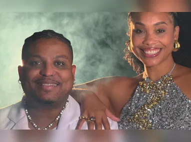 Os noivos da quadrilha, André Medina 
e Júlia Caser, entre Wanderson Correia 
Pereira e  Ytauana Oliveira