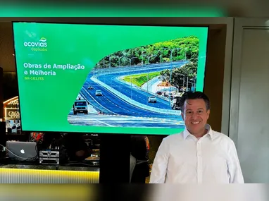 À esquerda, o local onde estão sendo realizadas as obras do novo viaduto e, à direita, a projeção da estrutura pronta, no município de Piúma