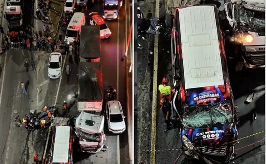 Imagem ilustrativa da imagem Engavetamento entre 7 veículos deixa dois mortos na Rodovia do Contorno no ES