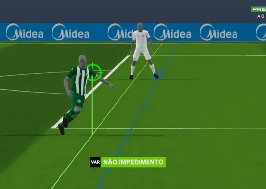 Imagem ilustrativa da imagem Brasileirão tem primeiro gol com nova tecnologia de impedimento