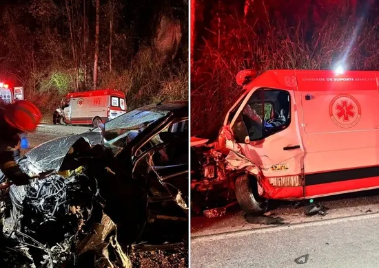 Imagem ilustrativa da imagem Colisão com ambulância do Samu deixa 6 feridos na BR-262 em Domingos Martins