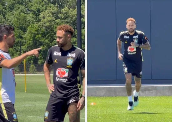 Imagem ilustrativa da imagem Neymar treina no campo pela primeira vez com a seleção nos EUA