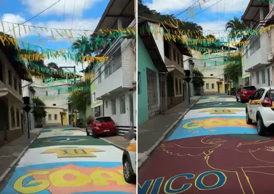 Imagem ilustrativa da imagem Rua em homenagem a único capixaba campeão da Copa é decorada em Santa Leopoldina