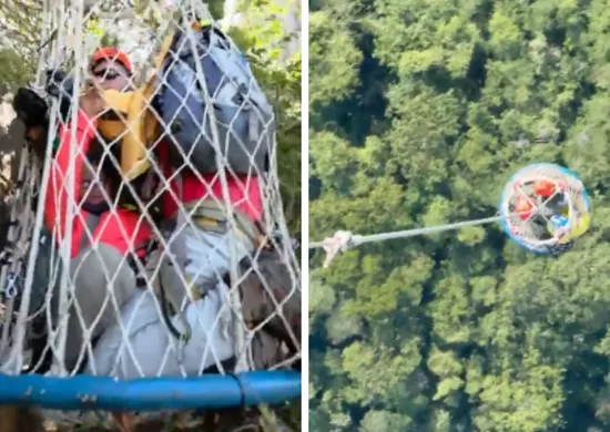 Imagem ilustrativa da imagem VÍDEO I NOTAER resgata trio preso no 'Frade e a Freira' após via de rapel destruída