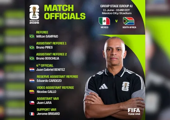 Imagem ilustrativa da imagem Wilton Pereira Sampaio é escolhido pela Fifa para apitar a abertura da Copa
