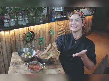 Uma das estações para preparo de churrasco da Parrillada do Chefe