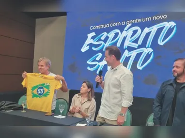Casagrande, Marcelo, Ricardo, Camillo, Da Vitória, Capitã Andresa e Denninho na convenção da União-PP