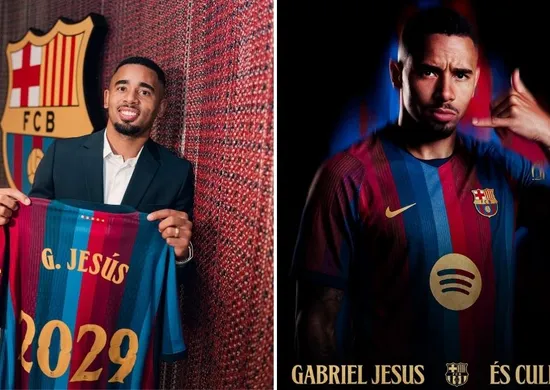 Imagem ilustrativa da imagem Barcelona anuncia contratação do atacante Gabriel Jesus