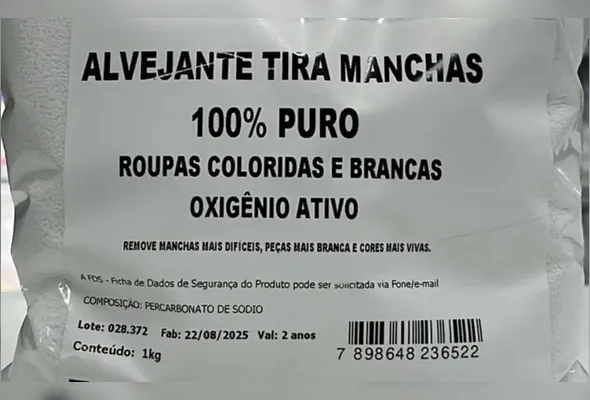 Alvejante à base de Percarbonato de Sódio de marca com origem  desconhecida está na lista de produtos proibidos