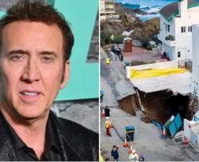 Imagem ilustrativa da imagem Cratera destrói entrada da mansão de Nicolas Cage em Malibu