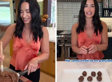 Imagem ilustrativa da imagem Demi Lovato troca microfone por panela e ensina receita de doce brasileiro