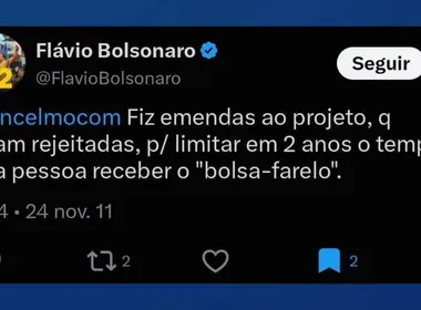 Imagem ilustrativa da imagem Flávio apaga posts em que chamava Bolsa Família de “bolsa-farelo”
