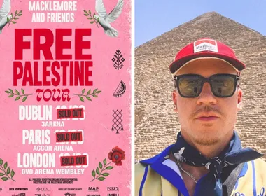 Imagem ilustrativa da imagem Macklemore esgota shows pró-Palestina após sair da turnê de Ed Sheeran