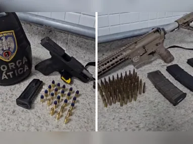 Imagem ilustrativa da imagem Preso com fuzil em casa diz à PM que guardava armas para facção
