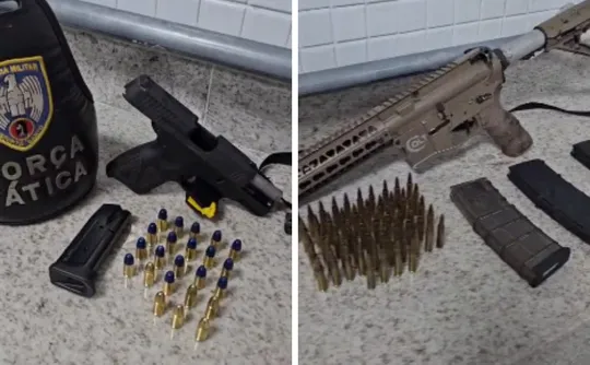 Imagem ilustrativa da imagem Preso com fuzil em casa diz à PM que guardava armas para facção