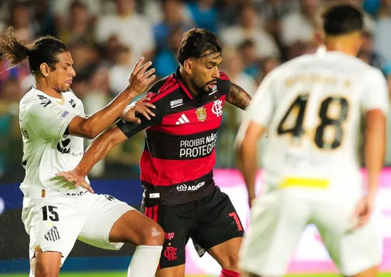 Imagem ilustrativa da imagem Com influência da arbitragem, Santos busca empate com líder Flamengo