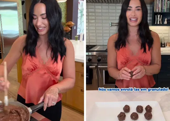 Imagem ilustrativa da imagem Demi Lovato troca microfone por panela e ensina receita de doce brasileiro