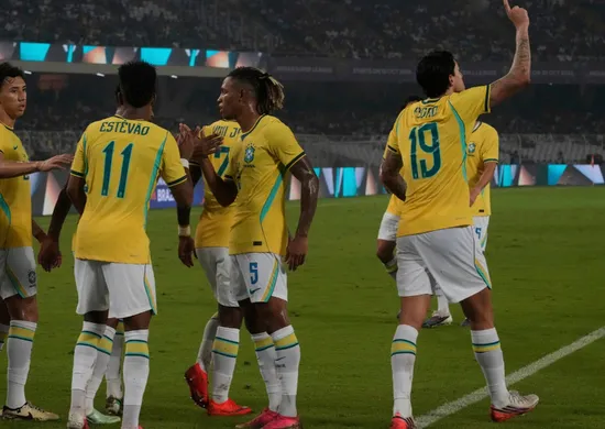 Imagem ilustrativa da imagem Estêvão volta a marcar pela seleção em goleada com ritmo de treino contra a Índia