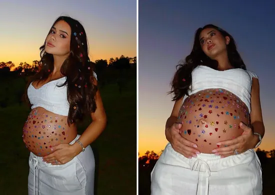 Imagem ilustrativa da imagem Grávida, Franciny Ehlke rebate críticas por não gostar de toques na barriga