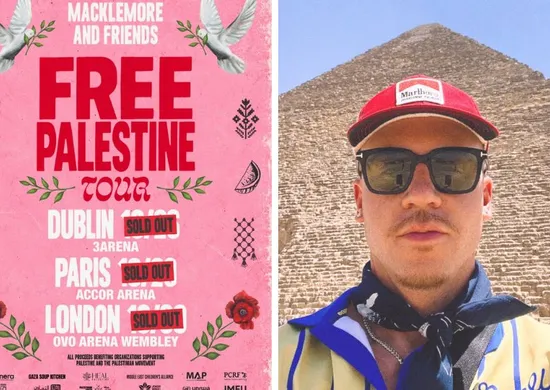 Imagem ilustrativa da imagem Macklemore esgota shows pró-Palestina após sair da turnê de Ed Sheeran