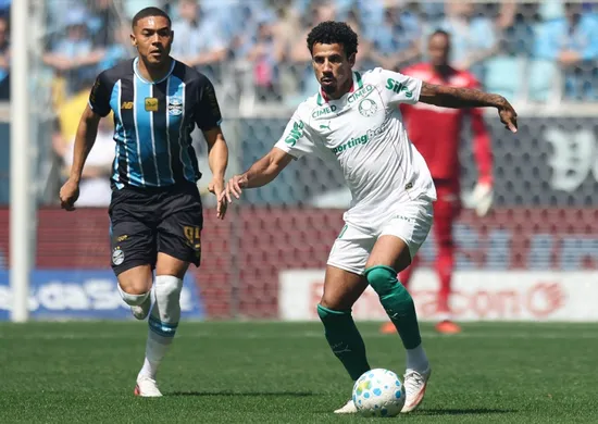 Imagem ilustrativa da imagem Palmeiras amassa Grêmio, mas para em Weverton e pode ver Flamengo abrir na ponta