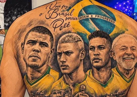 Imagem ilustrativa da imagem Richarlison publica imagem de IA com Lula tatuado após vitória do presidente