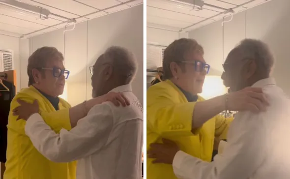 Imagem ilustrativa da imagem Gilberto Gil e Elton John trocam elogios nos bastidores do Rock in Rio