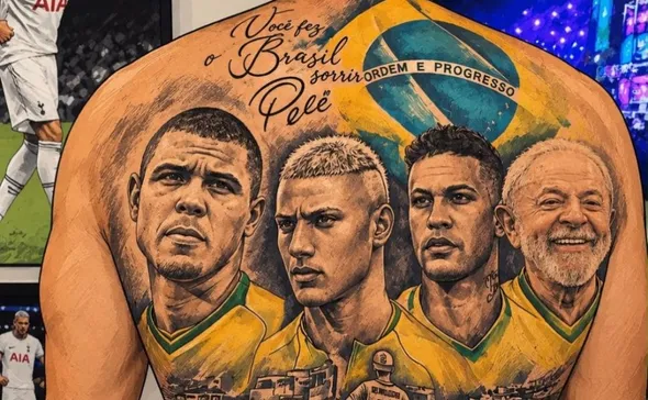 Imagem ilustrativa da imagem Richarlison publica imagem de IA com Lula tatuado após vitória do presidente