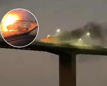 Imagem ilustrativa da imagem Carro pega fogo e complica trânsito na Terceira Ponte neste domingo