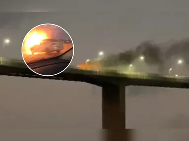 Imagem ilustrativa da imagem Carro pega fogo e complica trânsito na Terceira Ponte neste domingo