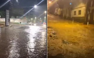 Imagem ilustrativa da imagem Fortes chuvas alagam ruas e assustam moradores do ES; veja vídeos