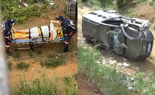 Imagem ilustrativa da imagem Idoso fica ferido após carro descer ladeira e tombar de barranco em Cariacica