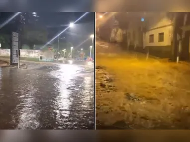 Imagem ilustrativa da imagem Fortes chuvas alagam ruas e assustam moradores do ES; veja vídeos