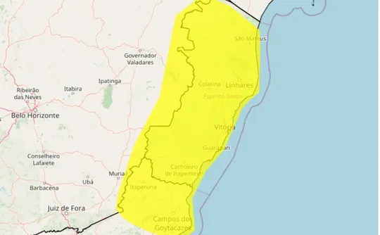 Imagem ilustrativa da imagem Inmet emite alerta de chuvas de até 50mm para o ES; veja lista de cidades em risco